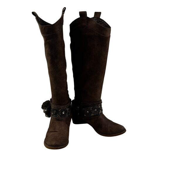 Not Rated Tualamne Western Cowgirl Vegan Leather Tall Riding Boots Women's 7.5 - Picture 3 of 12